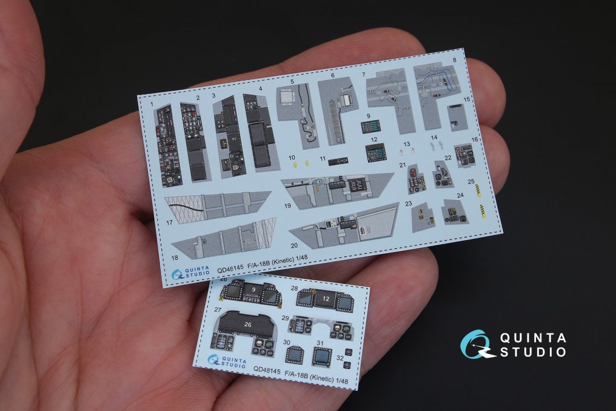 Intérieur imprimé en 3D et coloré sur papier décalcomanie Quinta Studio QD48145 F/A-18B (pour kit Kinetic) 1/48  – Bild 2