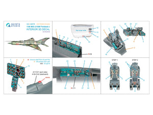 Intérieur imprimé en 3D et coloré sur papier décalcomanie (Eduard) pour MiG-21SM Fishbed-J (Quinta Studio QD+48576) (avec pièces en résine imprimées en 3D) 1/48 – imagen 2