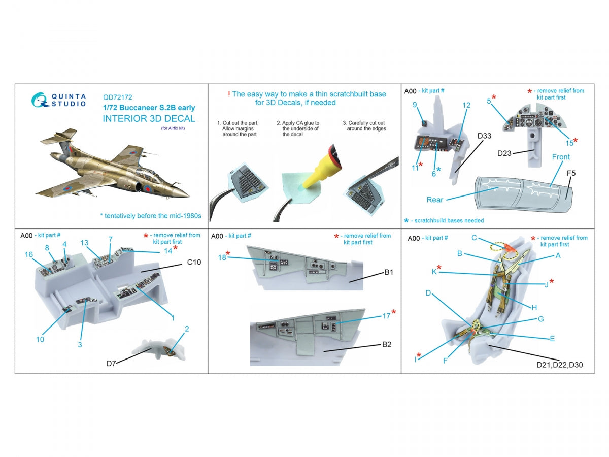 Quinta Studio QD72172 Blackburn Buccaneer S.2B Early Intérieur imprimé en 3D et coloré sur papier décalcomanie (Airfix) 1/72 – Bild 3