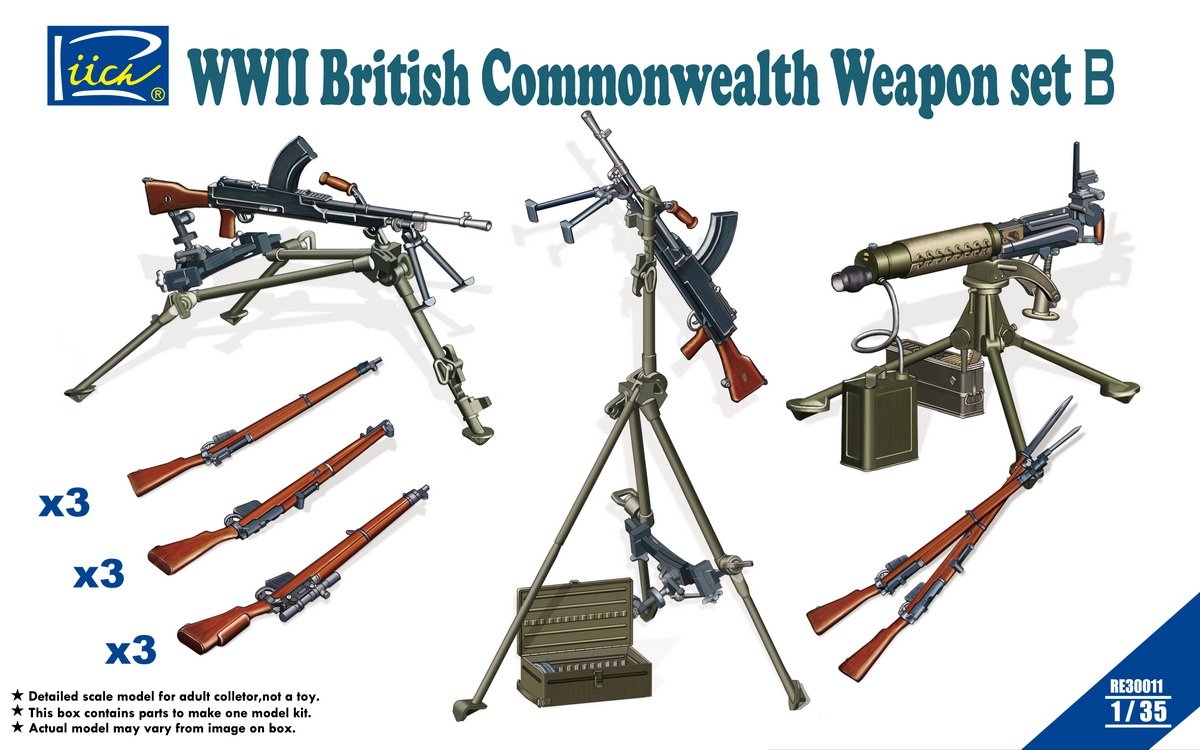Maquettes Riich RE30011 Ensemble d'armes du Commonwealth britannique B (1939-1945) (1/35)