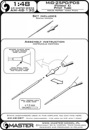 Master AM-48-130 MiG-25PD/PDS (Foxbat E) - Tube Pitot 1/48 – immagine 4