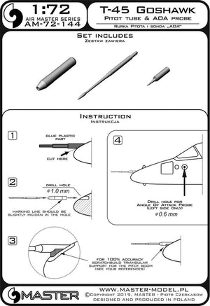 Master AM-72-144 T-45 Goshawk - Tube Pitot et sonde d&amp;#39;angle d&amp;#39;attaque 1/72 – Bild 4