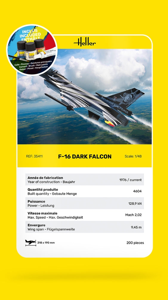 Heller 35411 F-16 Dark Falcon - Kit de démarrage 1/48 – immagine 7