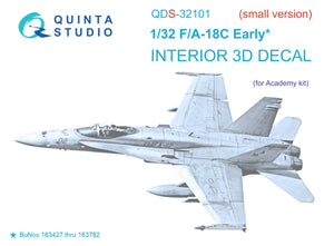 Quinta Studio QDS-32101 F/A-18C Early Intérieur coloré imprimé en 3D sur papier décalcomanie (Academy) (Petite version) 1/32
