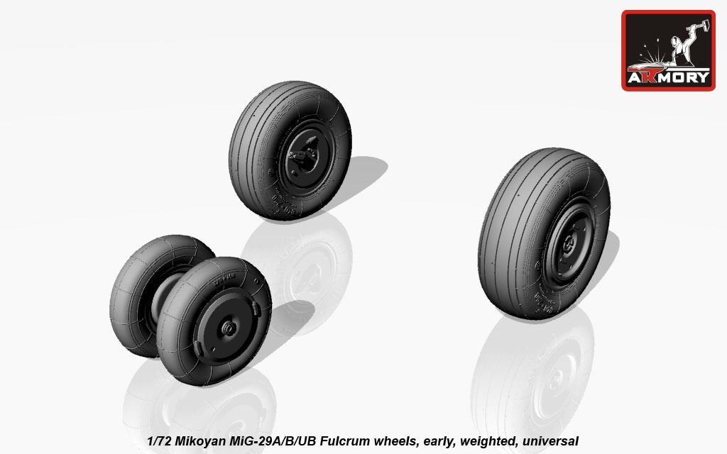 Armory Models AW72037 Roues lestées Fulcrum pour Mikoyan MiG-29A/B/UB, échelle 1/72 (début de la série) 