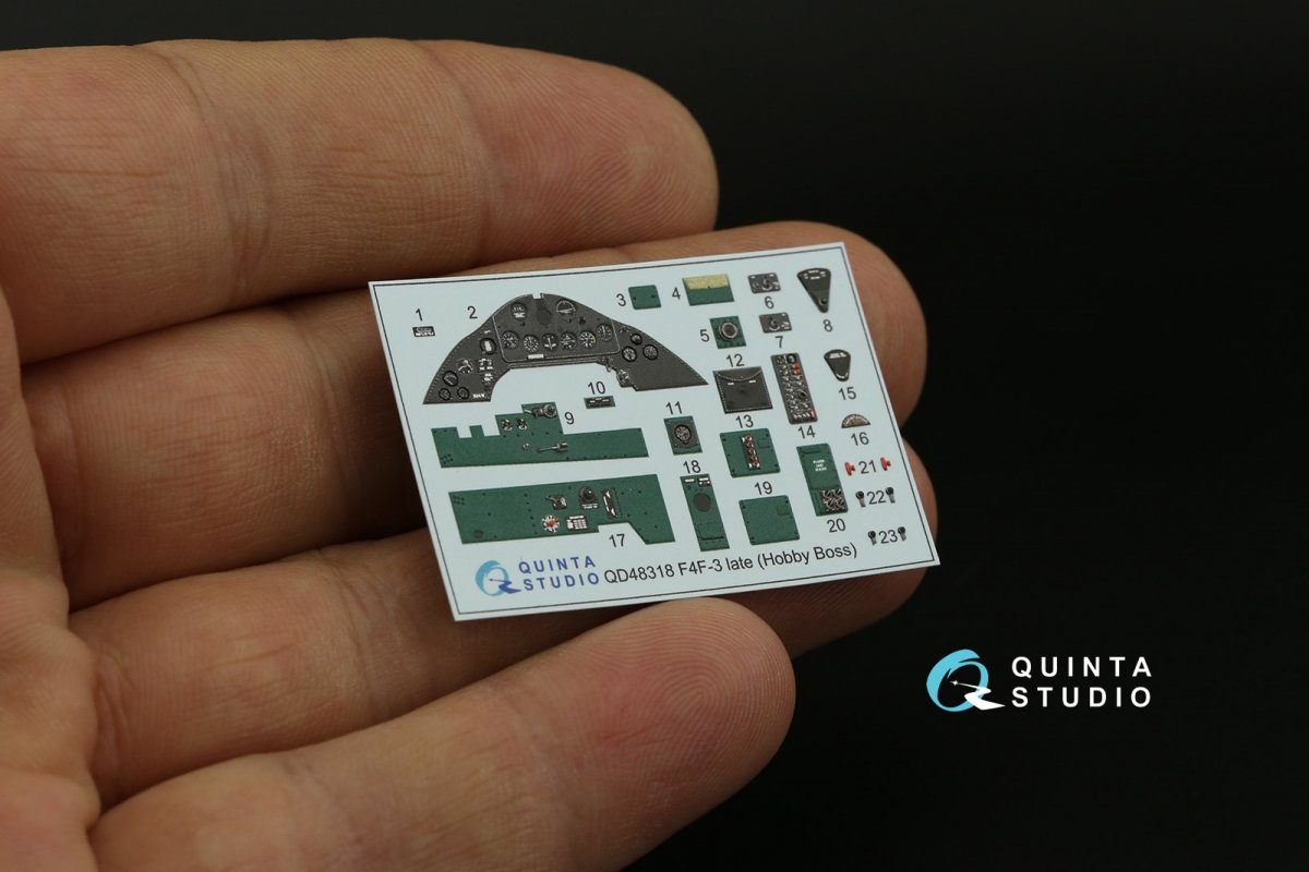 Intérieur imprimé en 3D et coloré sur papier décalcomanie Quinta Studio QD48318 F4F-3 (Hobby Boss) à l&amp;#39;échelle 1/48 – image 3
