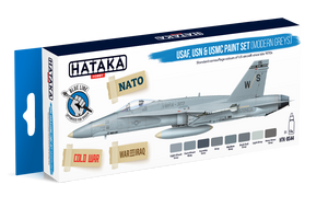 Hataka HTK-BS44 BLUE LINE – Coffret de peintures USAF, USN et USMC (gris modernes) 8 x 17 ml