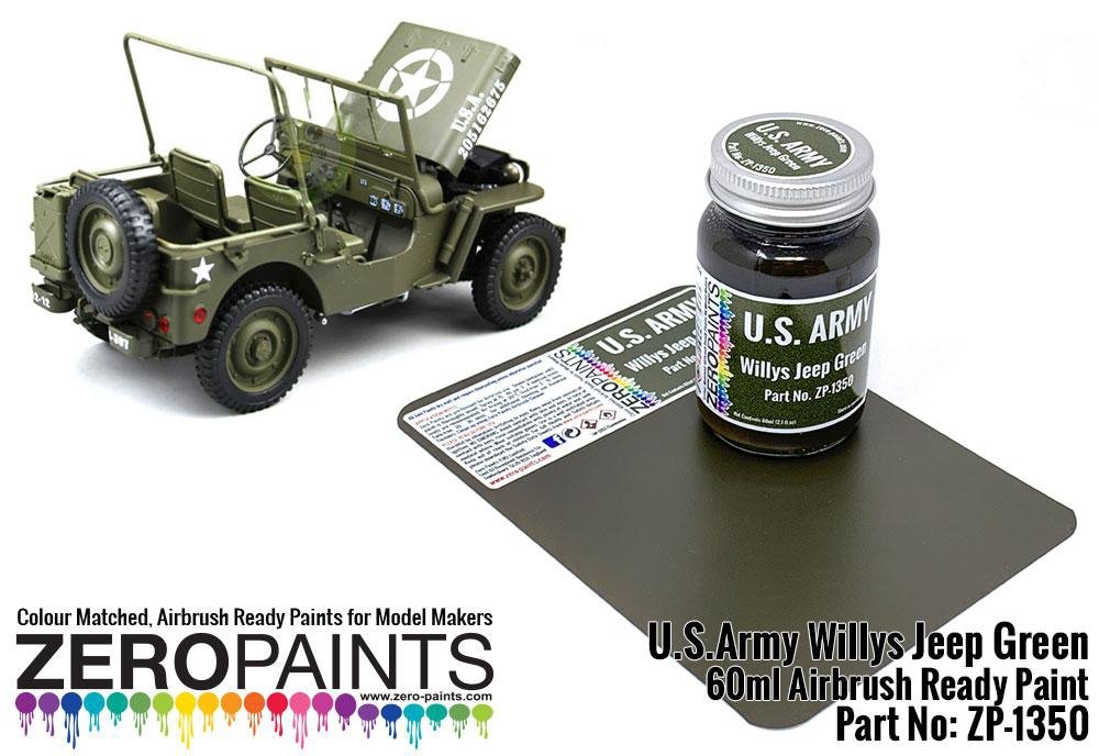 Peinture verte Willis Jeep de l&amp;#39;armée américaine Zero Paints ZP-1350, 60 ml