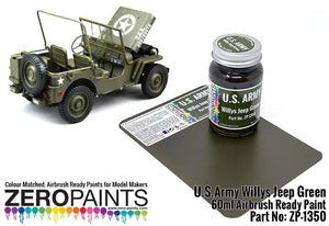 Peinture verte Willis Jeep de l&amp;#39;armée américaine Zero Paints ZP-1350, 60 ml
