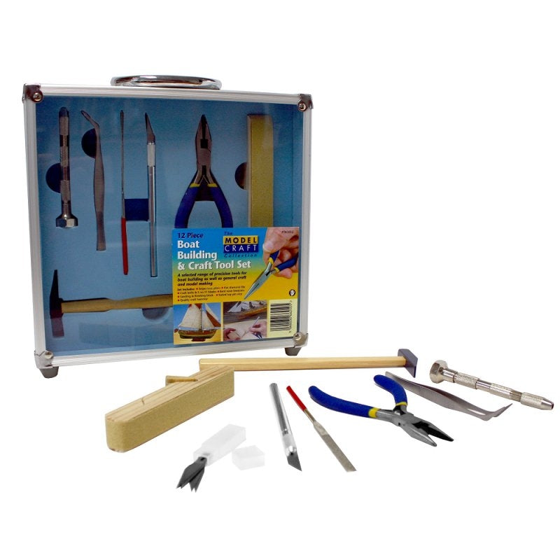 Ensemble d'outils de construction et de bricolage de bateaux Modelcraft PTK1012 (12 pièces)