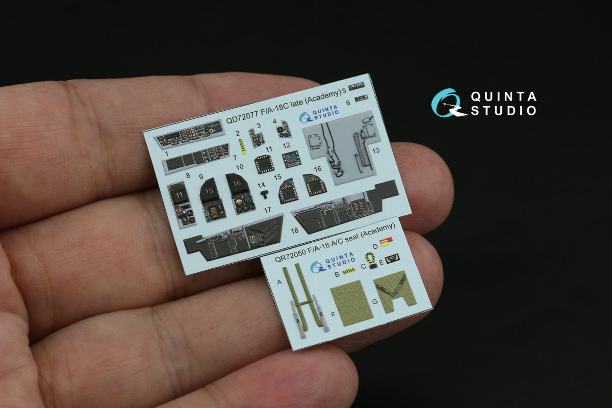 Intérieur imprimé en 3D et coloré sur papier décalcomanie Quinta Studio QD72077 F/A-18C (version tardive) (Academy) à l&amp;#39;échelle 1/72  – image 2