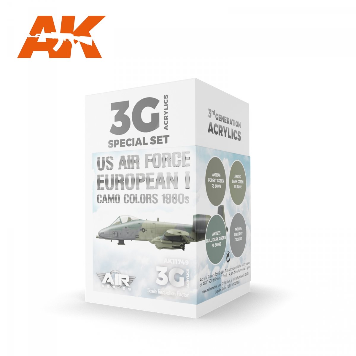 AK Interactive AK11749 US AIR FORCE EUROPEAN I CAMO COLORS ANNÉES 1980 4x17 ml