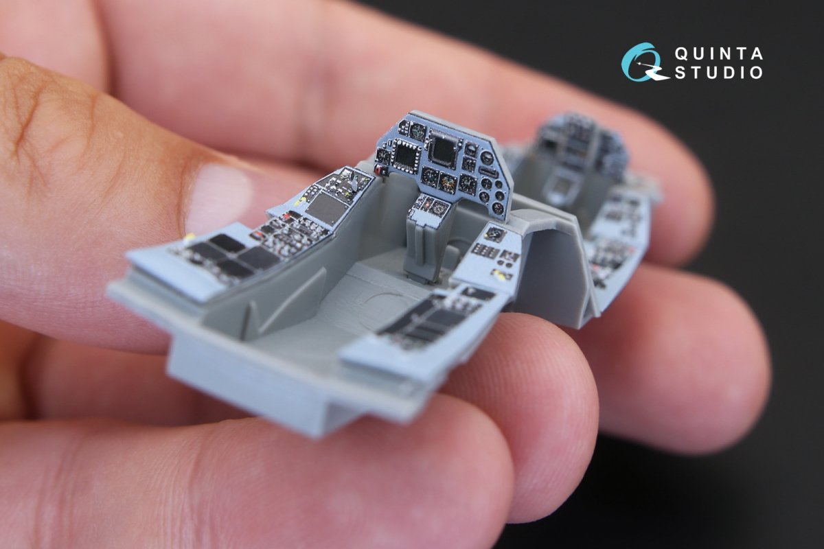 Intérieur imprimé en 3D et coloré sur papier décalcomanie Quinta Studio QD48168 F-16B (pour kit Kinetic) 1/48 – Bild 7