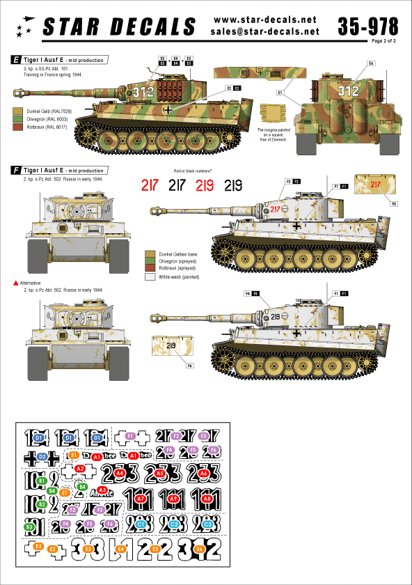 Star Decals 35-978 Tiger I Ausf E Production moyenne 1/35 – Bild 2