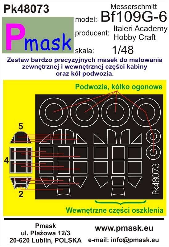 P-Mask PK48073 MESSERSCHMITT BF109G-6 (ITALERI/ACADEMY/HOBBY CRAFT) (1/48)
