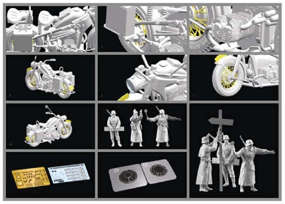 Maquette Great Wall Hobby L3524 : Zundapp KS750 allemand de la Seconde Guerre mondiale avec Feldgendarmerie, 1942, échelle 1/35  – imagen 2