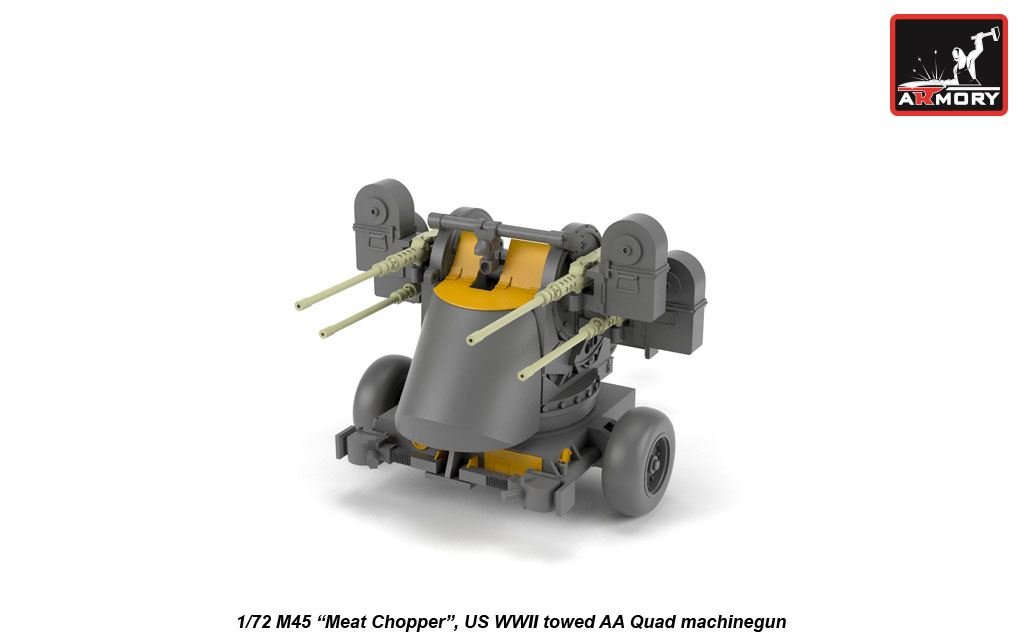 Armory Models 72239 M45 Quadmount, tourelle américaine de la Seconde Guerre mondiale avec 4 canons M2HB de 12,7 mm sur remorque M20, échelle 1/72 – immagine 3