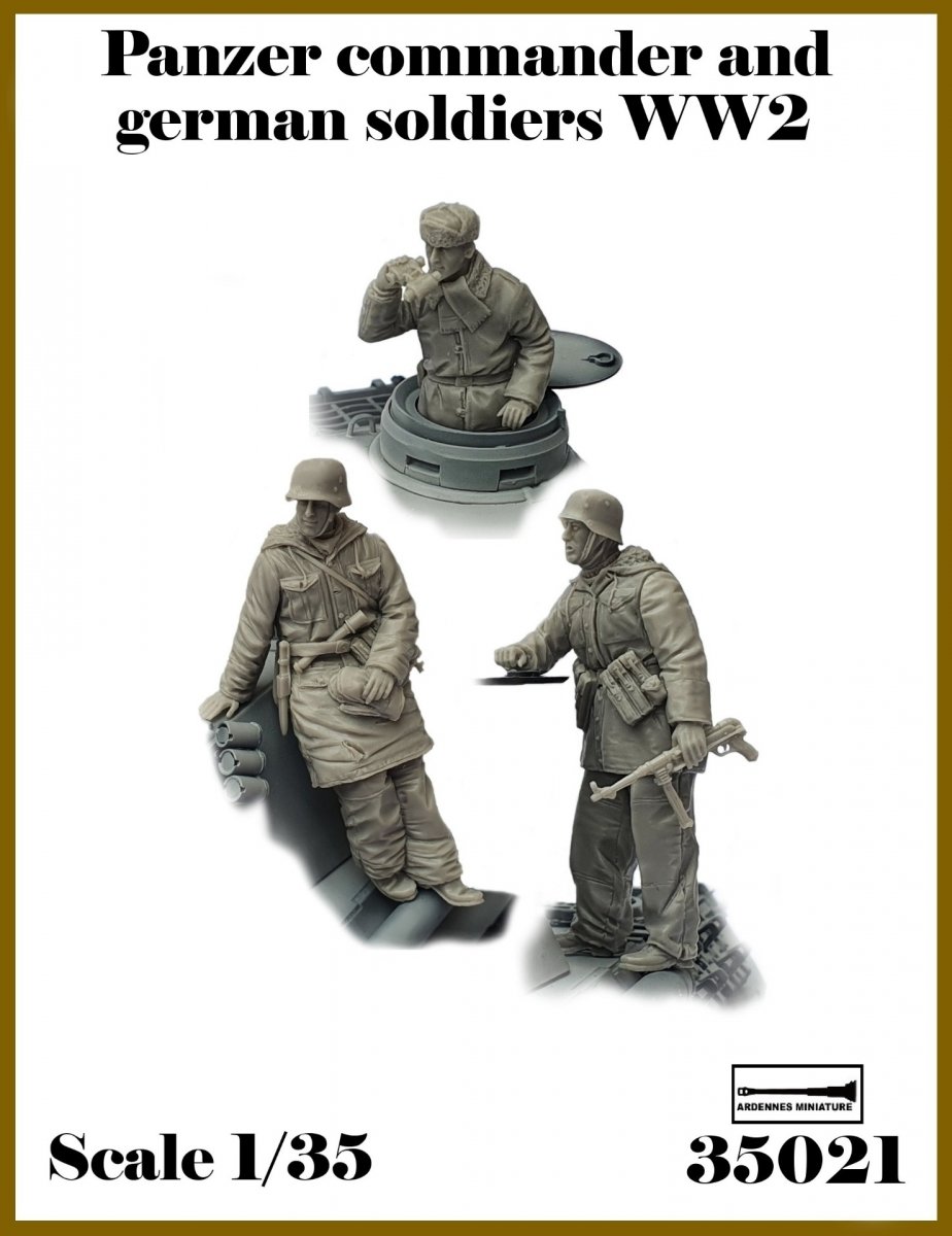 Ardennes Miniature 35021 Commandant de panzer et soldats allemands de la Seconde Guerre mondiale, échelle 1/35