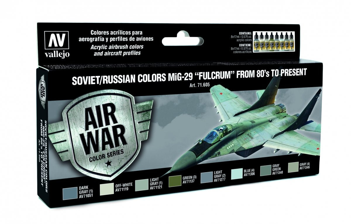 Vallejo 71605 Peintures soviétiques/russes pour MiG-29 Fulcrum (de 1980 à nos jours), 8 x 17 ml