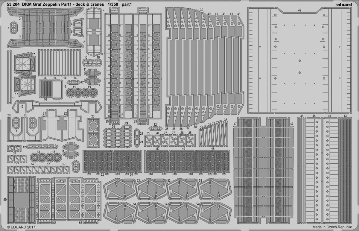 Eduard 53204 DKM Graf Zeppelin pt.1 deck &amp;amp; jeraby TRUMPETER 1/350