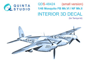 Intérieur coloré imprimé en 3D sur papier décalcomanie Quinta Studio QDS-48424 Mosquito FB Mk.VI/NF Mk.II (Tamiya) (Petite version) 1/48