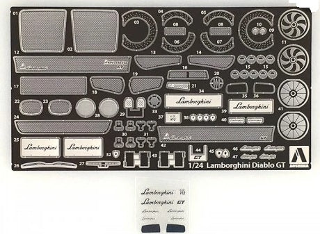 Pièces de détail communes pour Lamborghini Diablo Aoshima 05900, échelle 1/24  – Bild 2