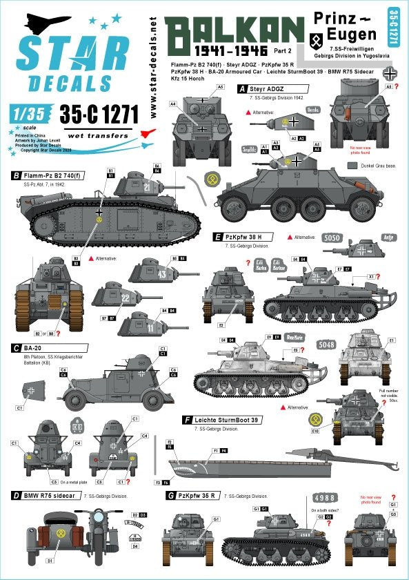 Star Decals 35-C1271 Balkan WW2 #2 1/35