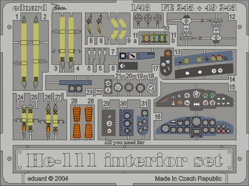 Intérieur du He 111 Eduard 49245 au 1/48 Revell