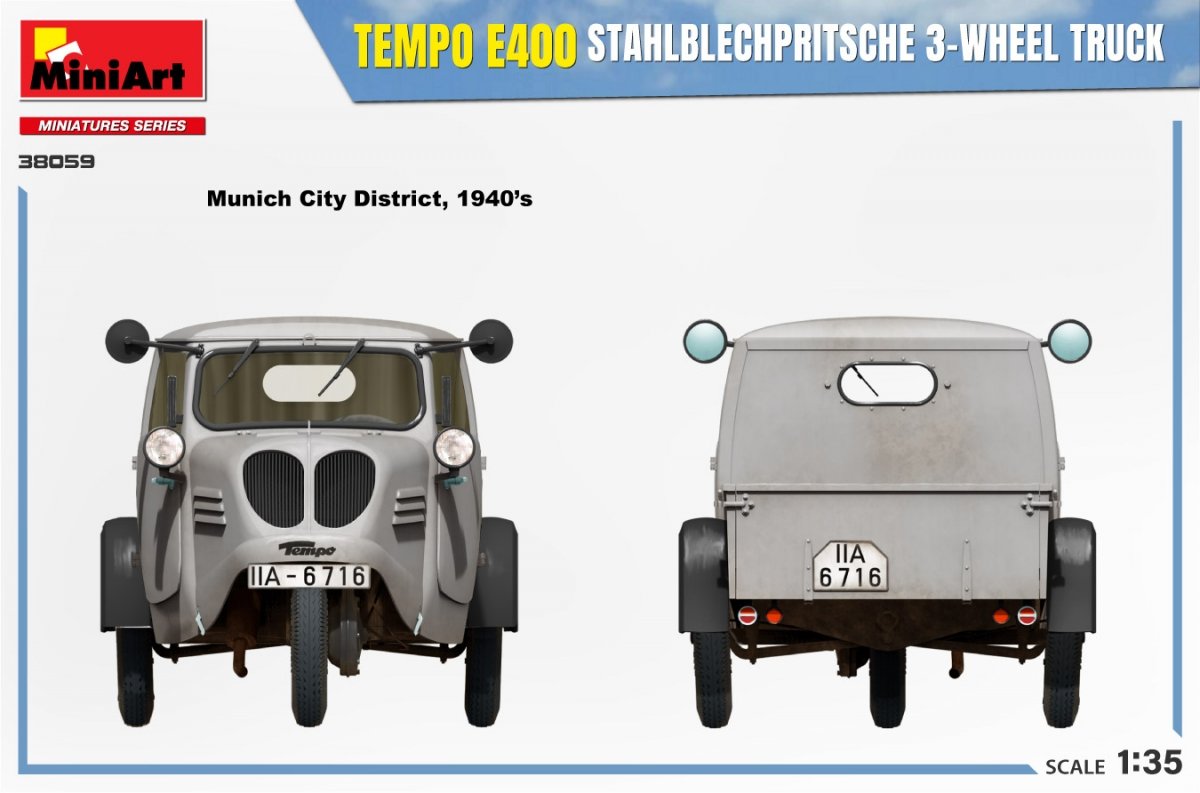 MiniArt 38059 TEMPO E400 STAHLBLECHPRITSCHE CAMION 3 ROUES 1/35 – imagen 10