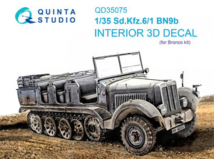 Intérieur imprimé en 3D et coloré sur papier décalcomanie (Bronco) Quinta Studio QD35075 Sd.Kfz.6-1 BN9b 1/35