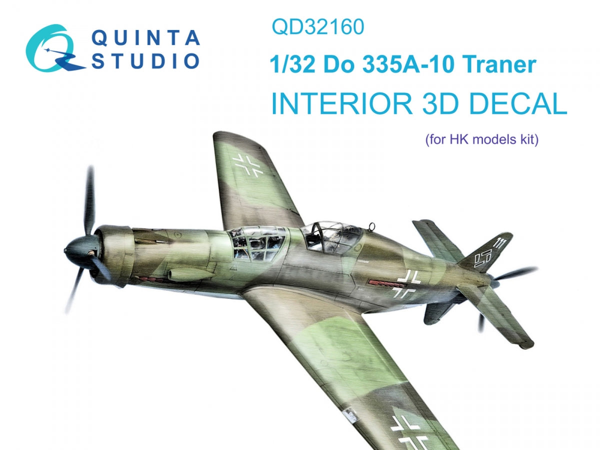 Intérieur imprimé en 3D et coloré sur papier décalcomanie Quinta Studio QD32160 Do 335A-10 (HK models) 1/32