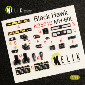 KELIK K35010 MH-60L BLACK HAWK - Décalcomanies 3D pour intérieur de la maquette Kitty Hawk au 1/35