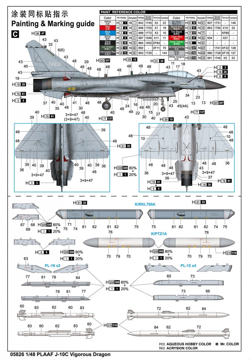 Trumpeter 05826 PLAAF J-10C Vigorous Dragon 1/48 – image 6