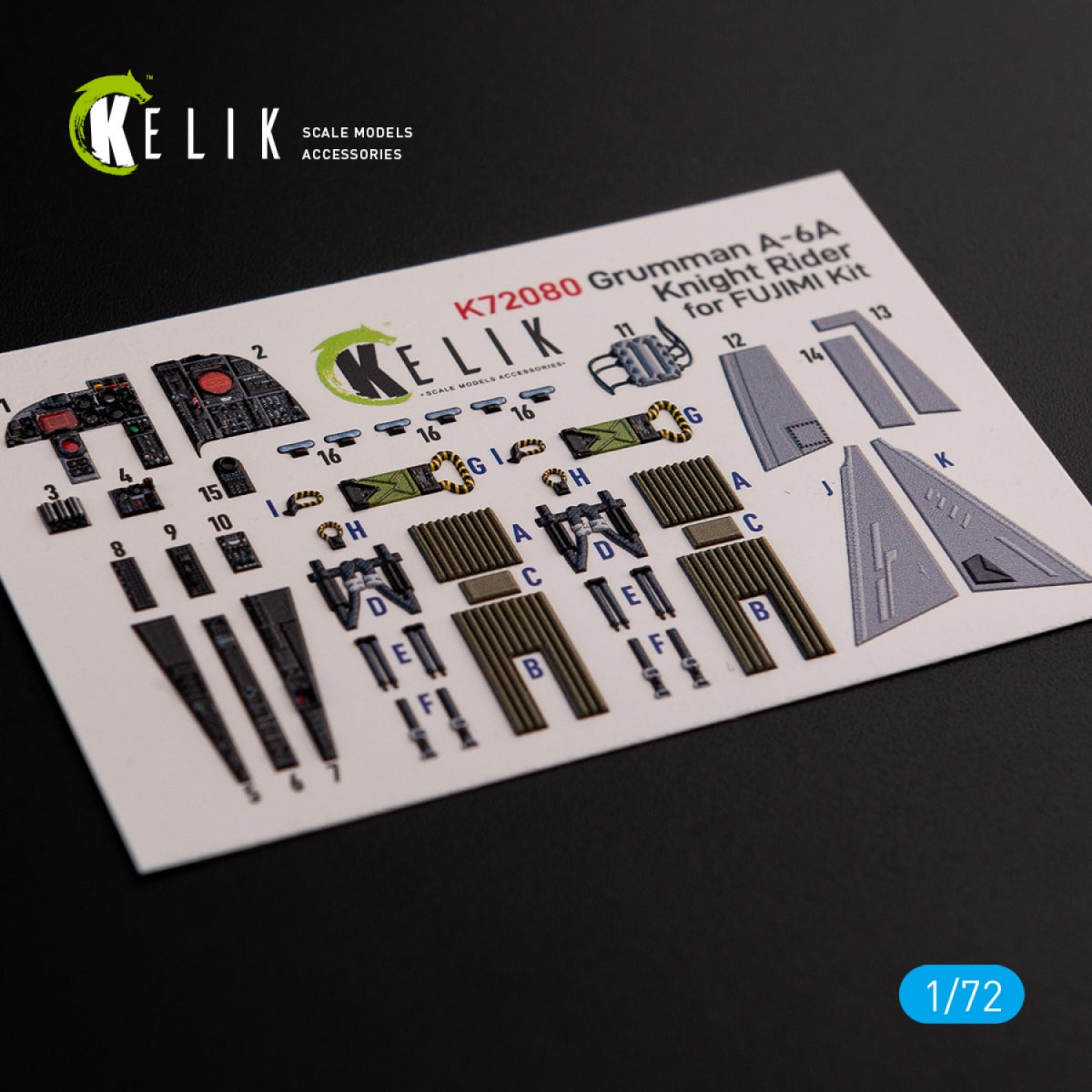KELIK K72080 Grumman A-6A Knight Rider autocollants 3D intérieurs pour kit Fujimi 1/72