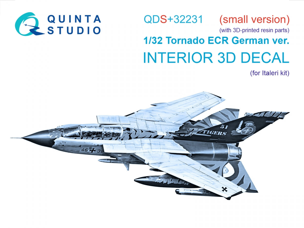 Quinta Studio QDS+32231 Tornado ECR German 3D-Printed &amp; colored Interior on decal paper (Italeri) (Small version) (with 3D-printed resin parts) 1/32