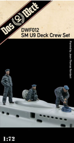 Das Werk DWF012 SM U9 Deck Crew Set comprend trois figurines en résine pour notre sous-marin (DW72001) à l&amp;#39;échelle 1/72.