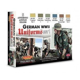 Coffret de peinture acrylique Lifecolor CS04 Uniformes allemands Seconde Guerre mondiale, lot de 1 (6 x 22 ml)