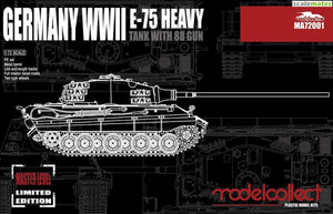 Maquette Modelcollect MA72001 Char lourd allemand E-75 de la Seconde Guerre mondiale avec canon de 88 mm, échelle 1/72