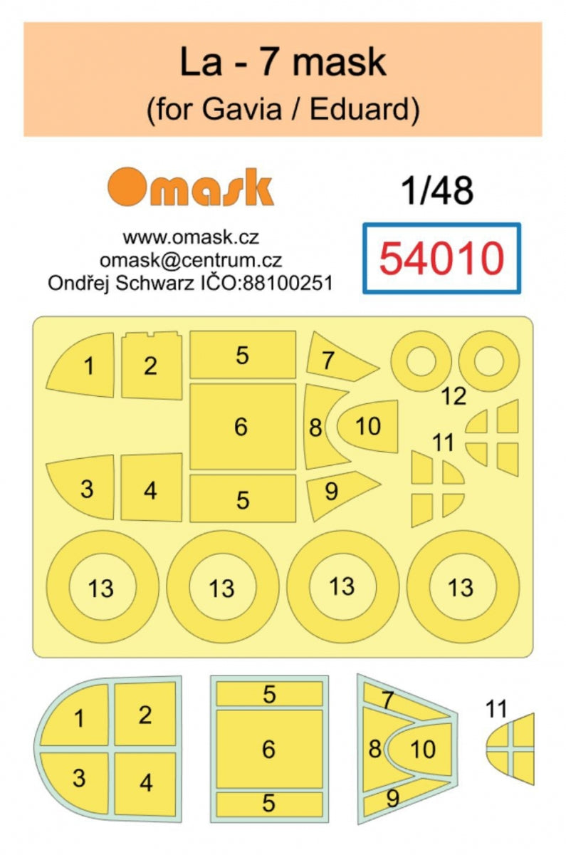Masque Omask 54010 La-7 (pour Gavia/Eduard) 1/48 