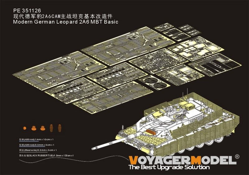 Maquette Voyager PE351126 Char de combat principal allemand Leopard 2A6 de base (pour RFM 5076) 1/35