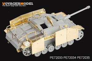 Maquette Voyager PE72033 StuG.III Ausf.G allemand de la Seconde Guerre mondiale (première production) pour DRAGON 7283 au 1/72