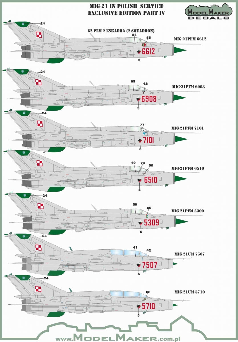 Décalcomanies ModelMaker D48153 MiG-21 en service polonais, édition exclusive partie IV 1/48 – image 3