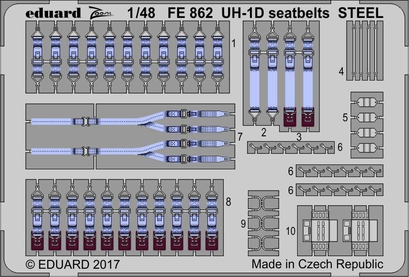 Ceintures de sécurité Eduard FE862 UH-1D STEEL KITTY HAWK 1/48