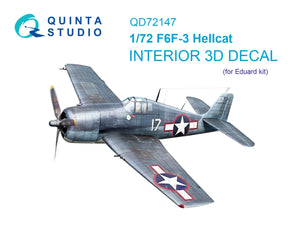 Intérieur coloré imprimé en 3D sur papier décalcomanie pour F6F-3 Hellcat (Eduard) - Quinta Studio QD72147, échelle 1/72