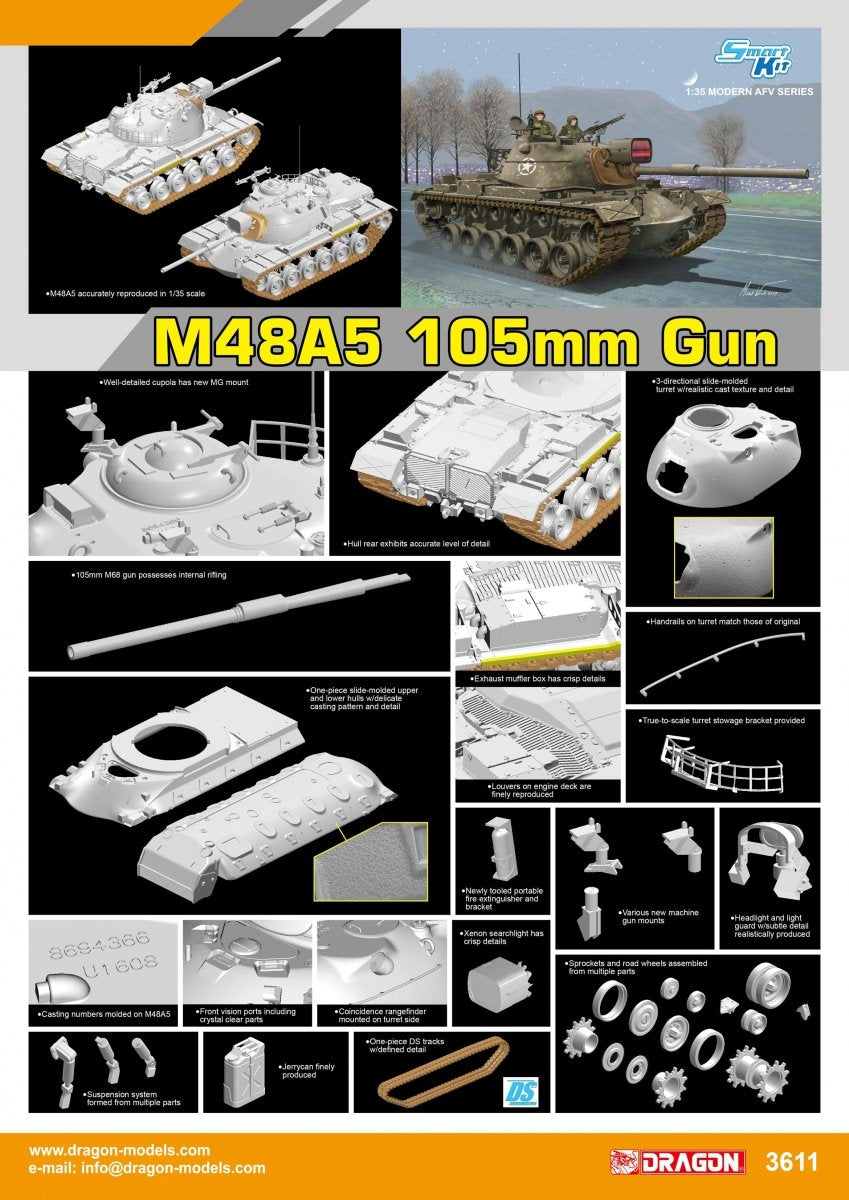 Dragon 3611 M48A5 Canon de 105 mm (1/35)