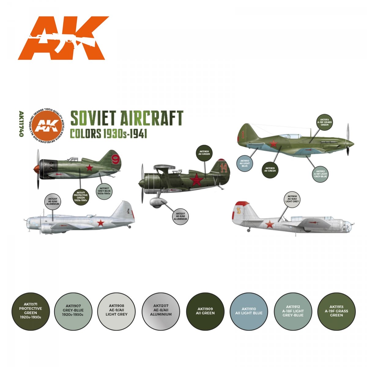 AK Interactive AK11740 Couleurs d&amp;#39;avions soviétiques 1930-1941 8x17 ml – Bild 2