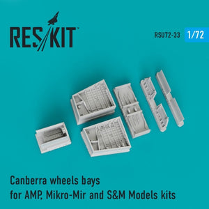 RESKIT RSU72-0033 Baies de roues Canberra pour modèles AMP, Mikro-Mir, S&amp;amp;M au 1/72