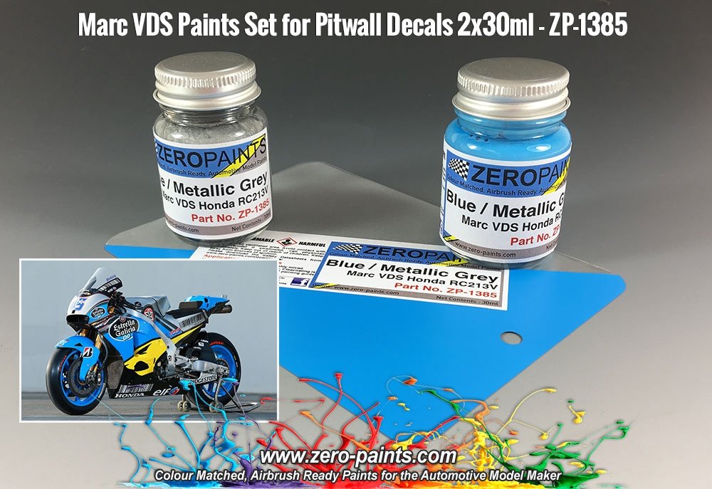 Zero Paints ZP-1385 Marc VDS Honda RC213V - Kit de peinture bleu/gris métallisé 2 x 30 ml