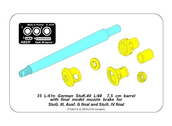 Aber 35L-061N Barrel for German Stug.III, G and Stug.IV tank guns of the final 1/35 series – image 2