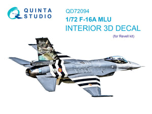 Intérieur imprimé en 3D et coloré sur papier décalcomanie (Revell) pour F-16A MLU (Quinta Studio QD72094), échelle 1/72